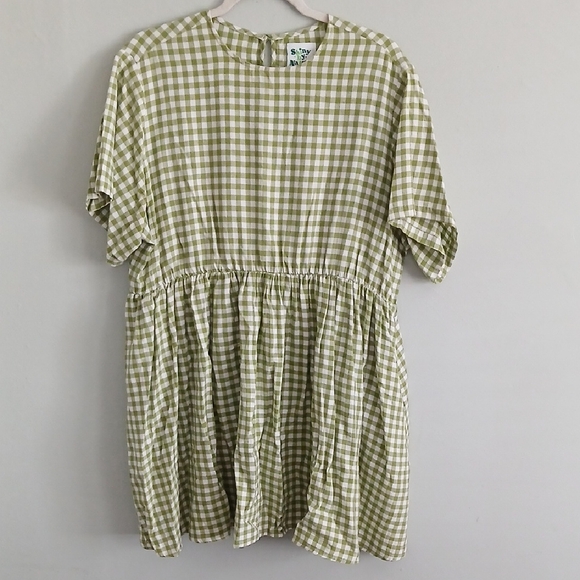 Shiny By Nature Dresses & Skirts - Shiny By Nature Women's Green & White Gingham Mini Dress Size XL